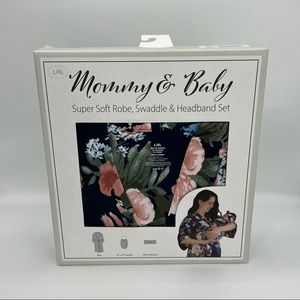 ‼️Final Price! 3Piece Mommy & Me matching mommy robe, baby swaddle + headband.